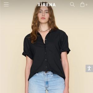 Black short sleeve button down with rolled sleeves. 100% cotton poplin.